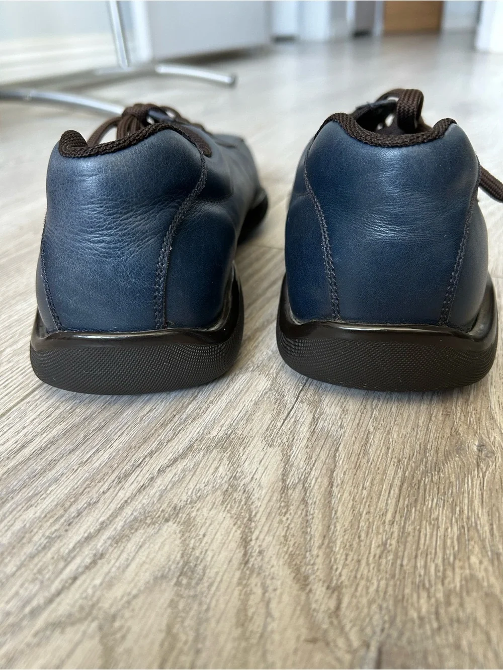 Men's Dark Blue Leather Lace-Up Casual Shoes by Silvano Mazza